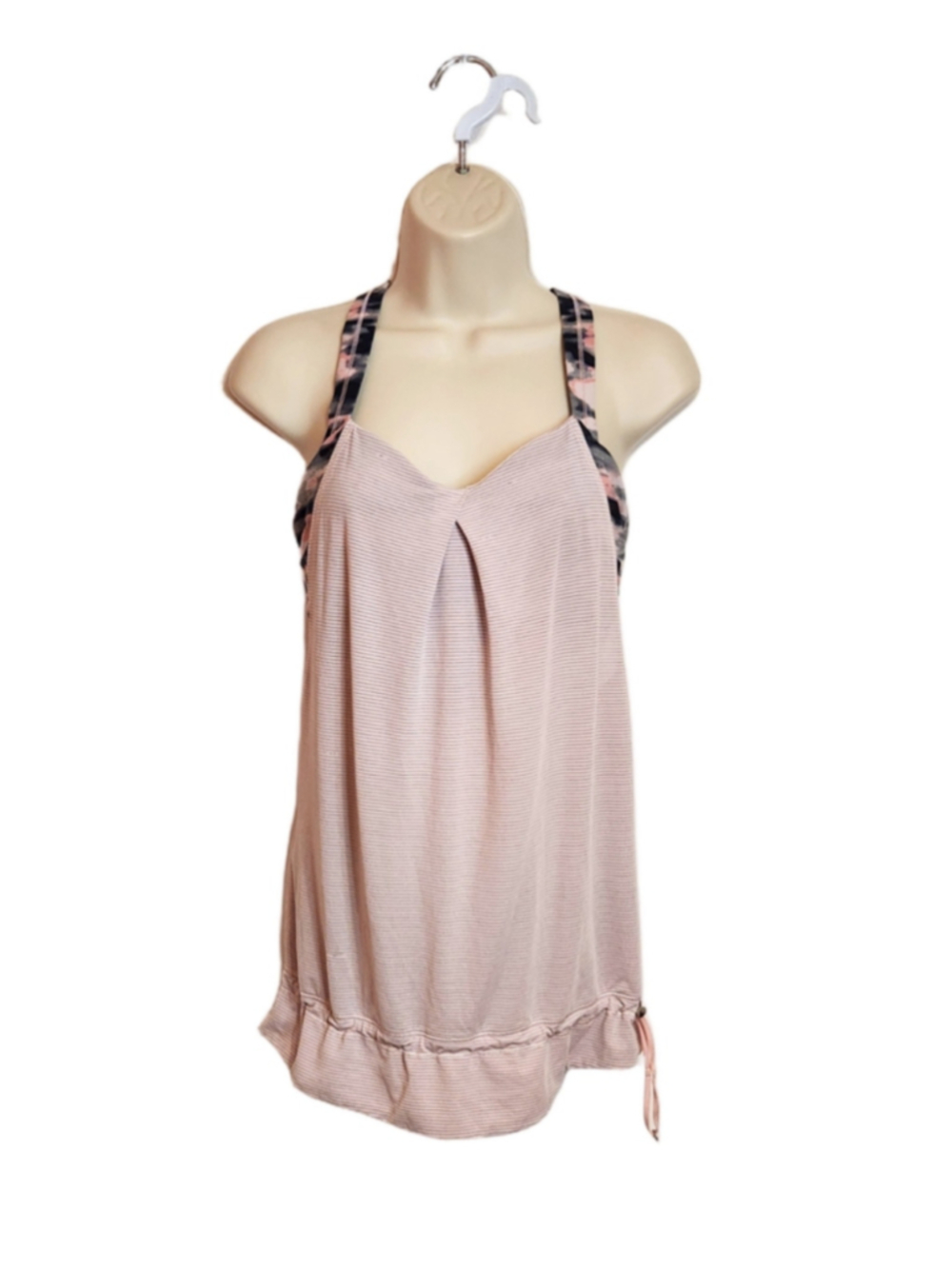 Lululemon Rest Less Striped Athletic Built-In Sports Bra Drawstring Tank Top 8